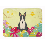 Caroline'S Treasures Easter Eggs Bull Terrier Black White Machine Washable Memory Foam Mat Doormats