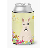 Caroline'S Treasures Easter Eggs Bull Terrier White Can Or Bottle Hugger, Can Hugger, Multicolor