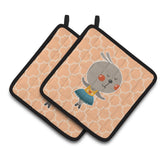 Caroline'S Treasures Bb6727Pthd Ballerina Rabbit Pair Of Pot Holders, 7.5 X 7.5, Multicolor