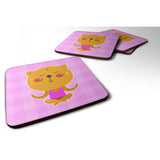 Caroline'S Treasures Yoga Cat Foam Coaster Set Of 4, 3.5, Multicolor