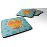 Caroline'S Treasures Polkadot Squirrel Foam Coaster Set Of 4, 3.5, Multicolor