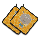 Caroline'S Treasures Bb6730Pthd Cheerleader Lamb Sheep Pair Of Pot Holders, 7.5 X 7.5, Multicolor