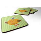 Caroline'S Treasures Birthday Bird Foam Coaster Set Of 4, 3.5, Multicolor