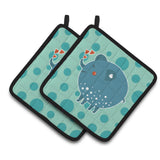 Caroline'S Treasures Bb6733Pthd Blue Elephant Pair Of Pot Holders, 7.5 X 7.5, Multicolor