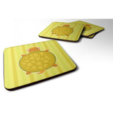 Caroline'S Treasures Turtle With Glasses Foam Coaster Set Of 4, 3.5, Multicolor