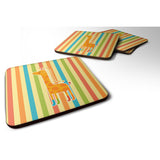 Caroline'S Treasures Giraffe In Socks Foam Coaster Set Of 4, 3.5, Multicolor