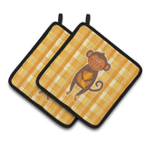 Caroline'S Treasures Bb6753Pthd Monkey Business Pair Of Pot Holders, 7.5 X 7.5, Multicolor