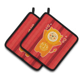 Caroline'S Treasures Bb6754Pthd Lion Love Pair Of Pot Holders, 7.5 X 7.5, Multicolor
