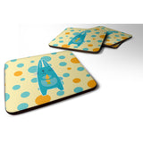 Caroline'S Treasures Polkadot Rabbit Foam Coaster Set Of 4, 3.5, Multicolor