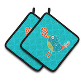 Caroline'S Treasures Bb6760Pthd Birdy Love Pair Of Pot Holders, 7.5 X 7.5, Multicolor