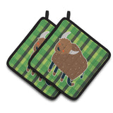 Caroline'S Treasures Bull Pair Of Pot Holders, 7.5 X 7.5, Multicolor