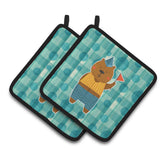 Caroline'S Treasures Bb6769Pthd Celebration Bear Pair Of Pot Holders, 7.5 X 7.5, Multicolor
