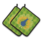 Caroline'S Treasures Bb6770Pthd Pretty Peacock Pair Of Pot Holders, 7.5 X 7.5, Multicolor
