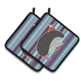 Caroline'S Treasures Bb6777Pthd Hedgehog Pair Of Pot Holders, 7.5 X 7.5, Multicolor