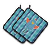 Caroline'S Treasures Bb6782Pthd Blue Chicken Pair Of Pot Holders, 7.5 X 7.5, Multicolor