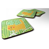 Caroline'S Treasures Cat On Paisley Foam Coaster Set Of 4, 3.5, Multicolor