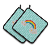 Caroline'S Treasures Rainbow In Clouds Pair Of Pot Holders, 7.5 X 7.5, Multicolor
