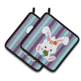 Caroline'S Treasures Bb6790Pthd Bunny Rabbit Pair Of Pot Holders, 7.5 X 7.5, Multicolor