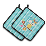 Caroline'S Treasures Blue Bird Pair Of Pot Holders, 7.5 X 7.5, Multicolor