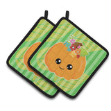 Caroline'S Treasures Bb6796Pthd Pumpkin Fall Pair Of Pot Holders, 7.5 X 7.5, Multicolor