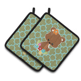 Caroline'S Treasures Bb6797Pthd Baby Brown Bear Pair Of Pot Holders, 7.5 X 7.5, Multicolor