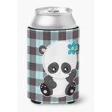 Caroline'S Treasures Panda On Plaid Can Or Bottle Hugger, Can Hugger, Multicolor