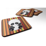 Caroline'S Treasures Striped Panda Foam Coaster Set Of 4, 3.5, Multicolor