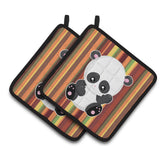 Caroline'S Treasures Bb6802Pthd Striped Panda Pair Of Pot Holders, 7.5 X 7.5, Multicolor