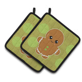 Caroline'S Treasures Bb6816Pthd Christmas Gingerbread Man Pair Of Pot Holders, 7.5 X 7.5, Multicolor