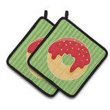 Caroline'S Treasures Bb6818Pthd Christmas Donut Pair Of Pot Holders, 7.5 X 7.5, Multicolor