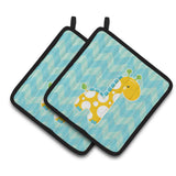 Caroline'S Treasures Bb6821Pthd Boy Giraffe Pair Of Pot Holders, 7.5 X 7.5, Multicolor