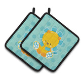 Caroline'S Treasures Boy Lion Pair Of Pot Holders, 7.5 X 7.5, Multicolor