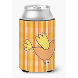Caroline'S Treasures Bird On Orange Plaid Can Or Bottle Hugger, Can Hugger, Multicolor