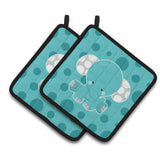 Caroline'S Treasures Bb6836Pthd Polkadot Elephant Pair Of Pot Holders, 7.5 X 7.5, Multicolor