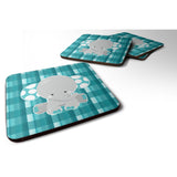 Caroline'S Treasures Plaid Elephant Foam Coaster Set Of 4, 3.5, Multicolor