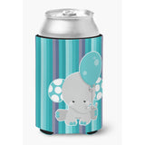 Caroline'S Treasures Grey Elephant With Balloon Can Or Bottle Hugger, Can Hugger, Multicolor