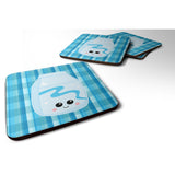 Caroline'S Treasures Blue Plaid & Milk Foam Coaster Set Of 4, 3.5, Multicolor