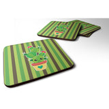Caroline'S Treasures Cactus Stripe Foam Coaster Set Of 4, 3.5, Multicolor