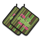 Caroline'S Treasures Bb6851Pthd Cactus I'M Stuck On You Pair Of Pot Holders, 7.5 X 7.5, Multicolor