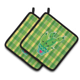 Caroline'S Treasures Bb6853Pthd Cactus Striped Plaid Pair Of Pot Holders, 7.5 X 7.5, Multicolor