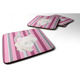 Caroline'S Treasures Kitten Cat Pink & Gray Foam Coaster Set Of 4, 3.5, Multicolor