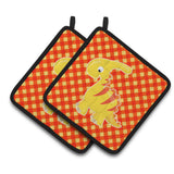 Caroline'S Treasures Bb6893Pthd Parasaurolophus Dinosaur Pair Of Pot Holders, 7.5 X 7.5, Multicolor