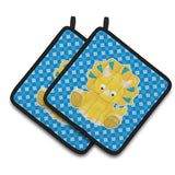 Caroline'S Treasures Triceratops Dinosaur Pair Of Pot Holders, 7.5 X 7.5, Multicolor