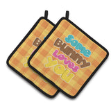 Caroline'S Treasures Easter Some Bunny Loves You Pair Of Pot Holders, 7.5 X 7.5, Multicolor