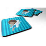 Caroline'S Treasures Fairy Blue Stripes Foam Coaster, 3.5, Multicolor
