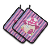 Caroline'S Treasures Fairy House Pink And Purple Pair Of Pot Holders, 7.5 X 7.5, Multicolor