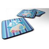 Caroline'S Treasures Bb6911Fc Fairy House Blue Stripes Foam Coaster Set Of 4, 3.5, Multicolor