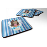 Caroline'S Treasures Bb6917Fc Fairy Blue Stripes Foam Coaster Set Of 4, 3.5, Multicolor