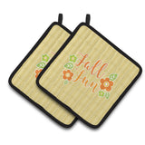Caroline'S Treasures Bb6918Pthd Fall Fun Stripes Pair Of Pot Holders, 7.5 X 7.5, Multicolor