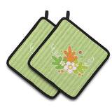 Caroline'S Treasures Bb6921Pthd Fall Leaves Pair Of Pot Holders, 7.5 X 7.5, Multicolor